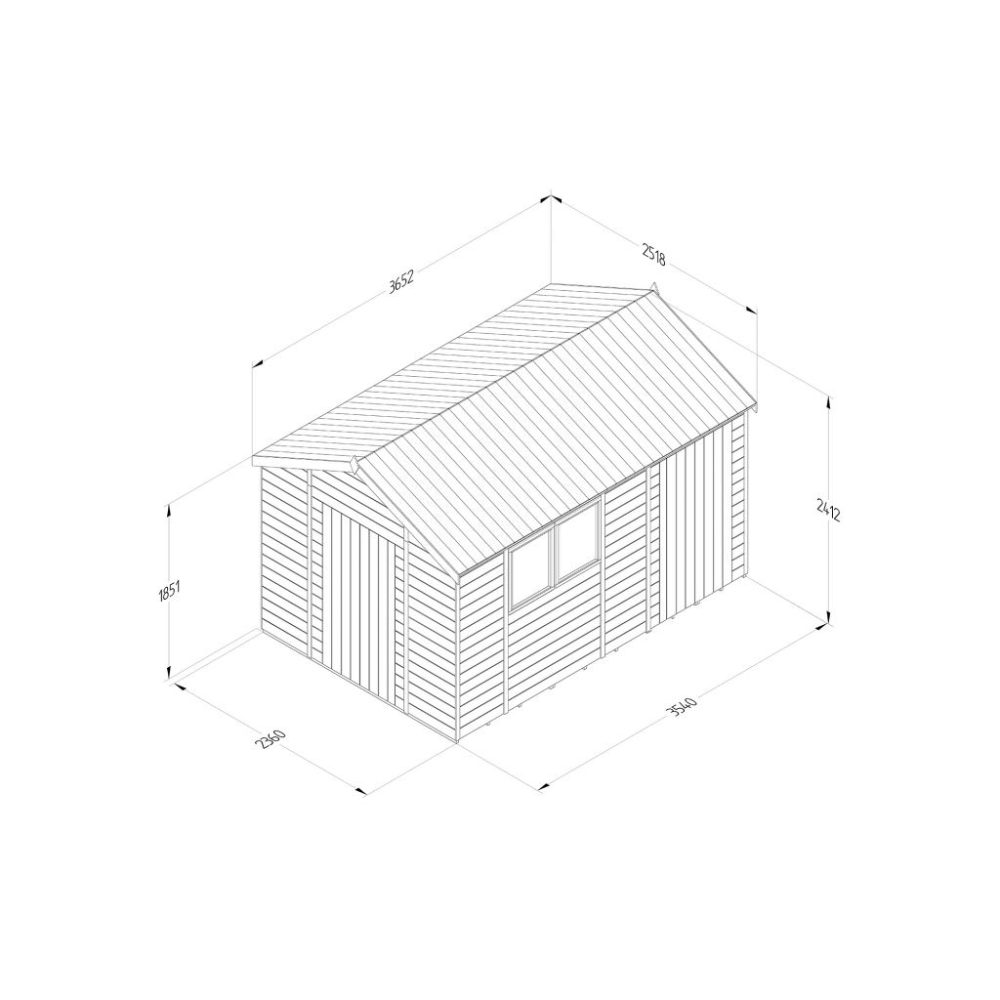 Timberdale 12 x 8 Reverse Apex Garden Shed - Combo - Image 3