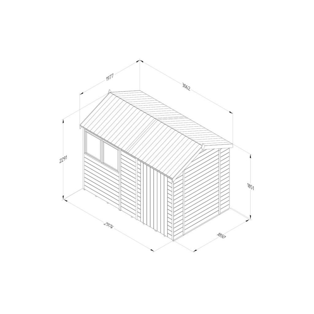 Timberdale 10 x 6 Reverse Apex Garden Shed - Image 3