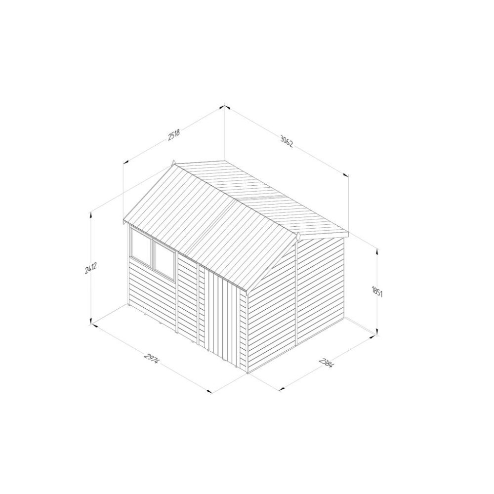 Timberdale 10 x 8 Reverse Apex Garden Shed - Single Door - Image 3