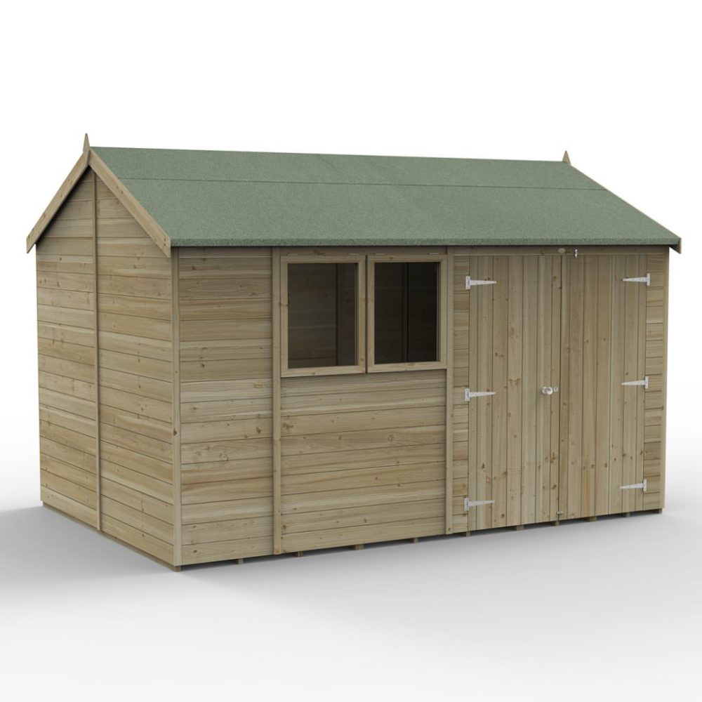 Timberdale 12 x 8 Reverse Apex Garden Shed - Double Door - Image 2