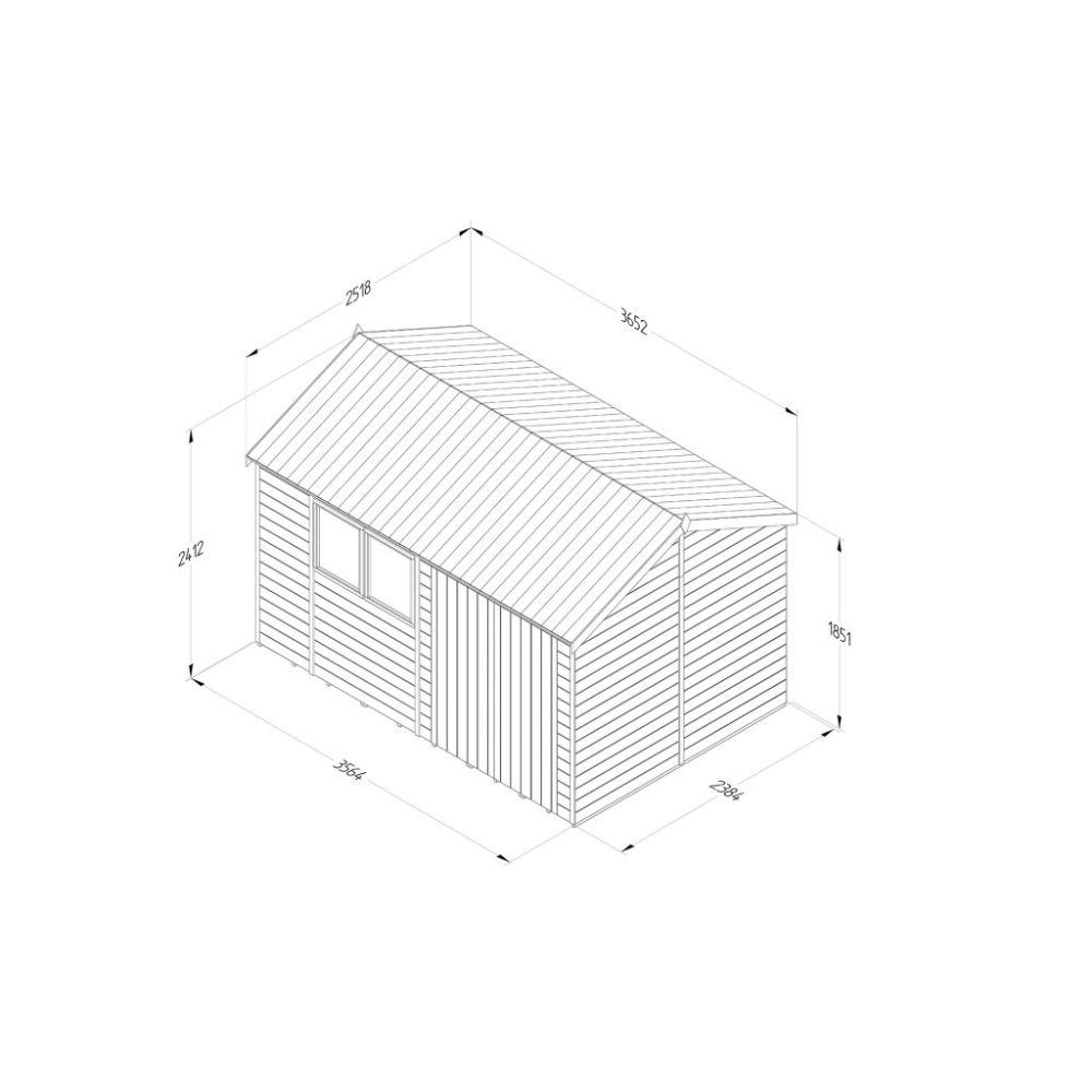 Timberdale 12 x 8 Reverse Apex Garden Shed - Double Door - Image 3
