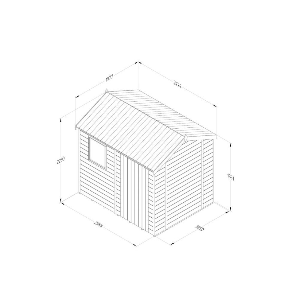 Timberdale 8 x 6 Reverse Apex Garden Shed - Image 3