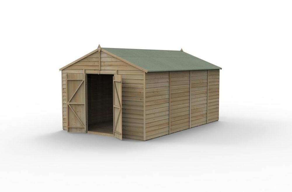 Forest 10 x 15 4Life Overlap Apex Garden Shed - No Windows, Double Door - Image 12