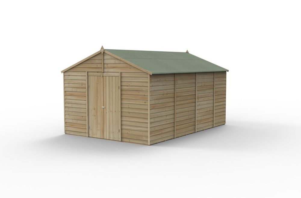 Forest 10 x 15 4Life Overlap Apex Garden Shed - No Windows, Double Door - Image 13