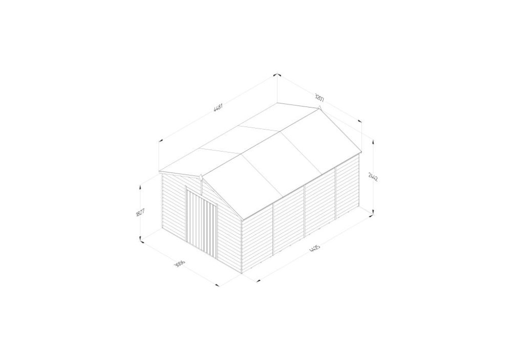 Forest 10 x 15 4Life Overlap Apex Garden Shed - No Windows, Double Door - Image 14