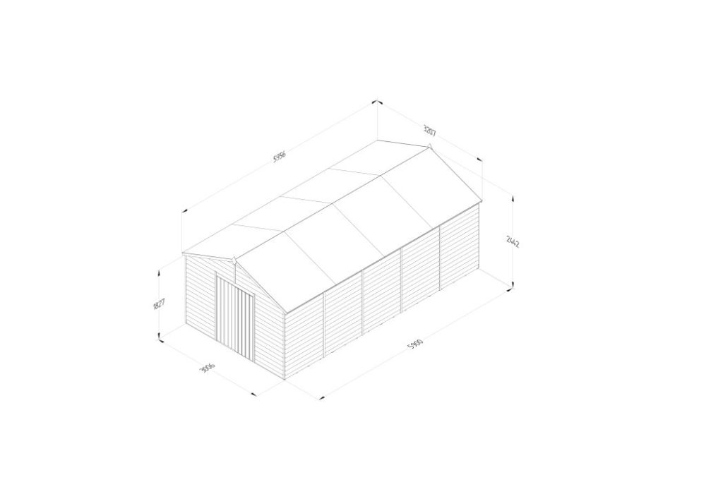 Forest 10 x 20 4Life Overlap Apex Garden Shed - No Windows, Double Door - Image 5