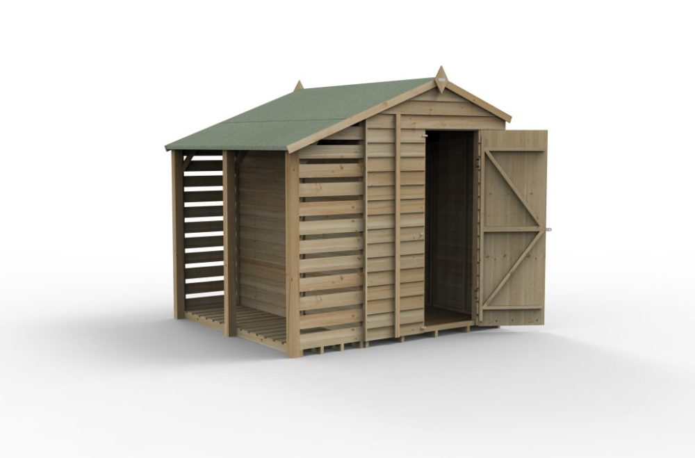 Forest 7 x 5 4Life Overlap Apex Shed - No Window With Lean-To - Image 2