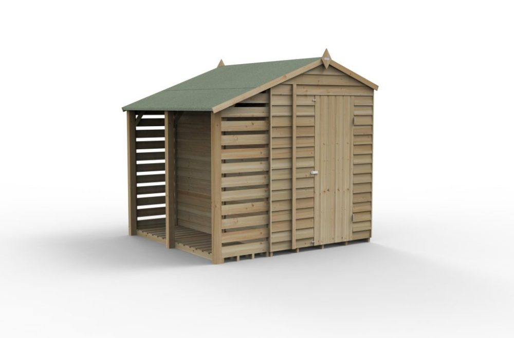 Forest 7 x 5 4Life Overlap Apex Shed - No Window With Lean-To - Image 3