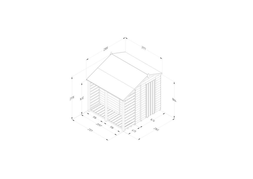 Forest 7 x 5 4Life Overlap Apex Shed - No Window With Lean-To - Image 4