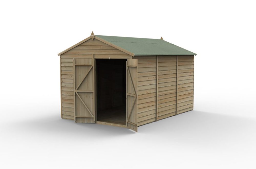 Forest 12 x 8 4Life Overlap Apex Shed - No Window, Double Door - Image 2