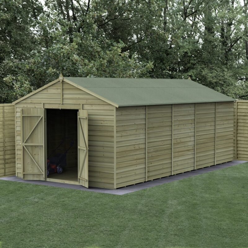 Forest 10 x 20 4Life Overlap Apex Garden Shed - No Windows, Double Door