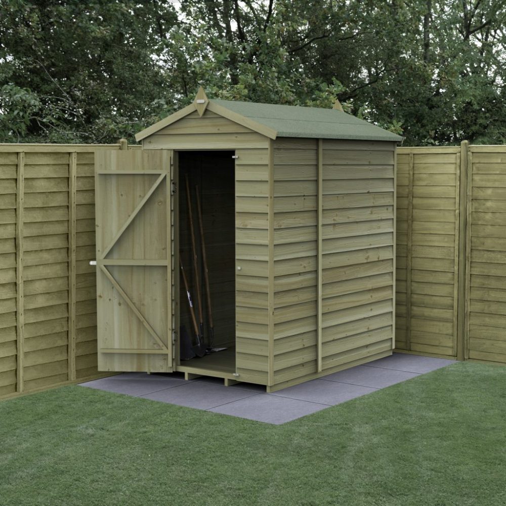 Forest 6 x 4 4Life Overlap Apex Garden Shed, No Window