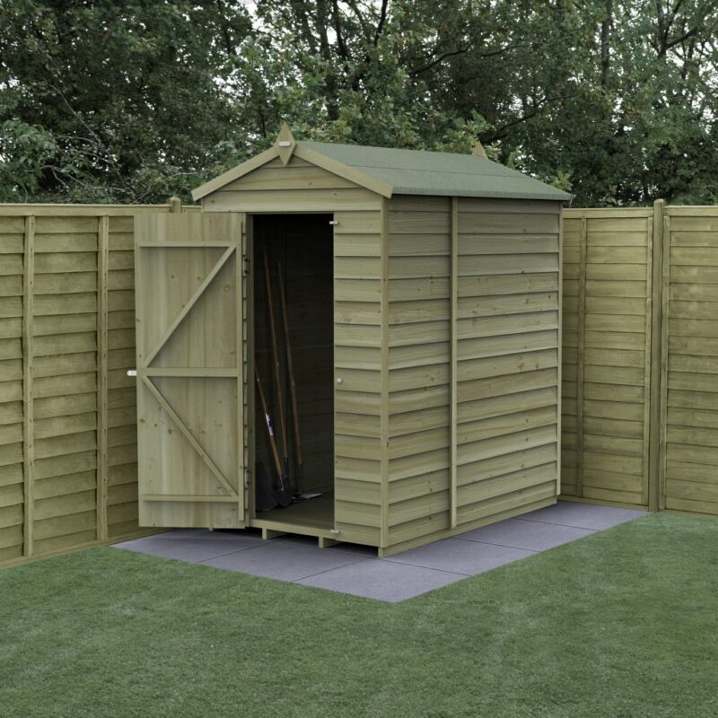 Forest 6 x 4 4Life Overlap Apex Garden Shed, No Window