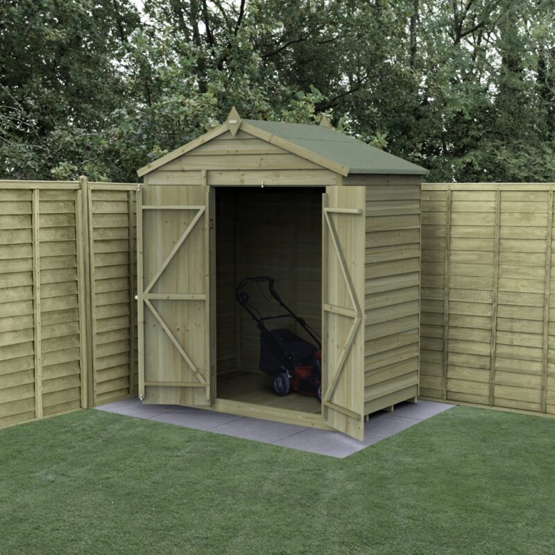 Forest 6 x 4 4Life Overlap Apex Shed - No Window, Double Door