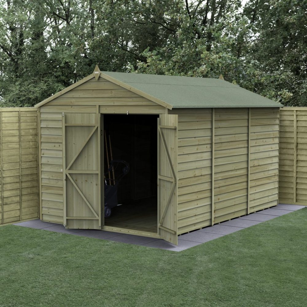 Forest 12 x 8 4Life Overlap Apex Shed - No Window, Double Door