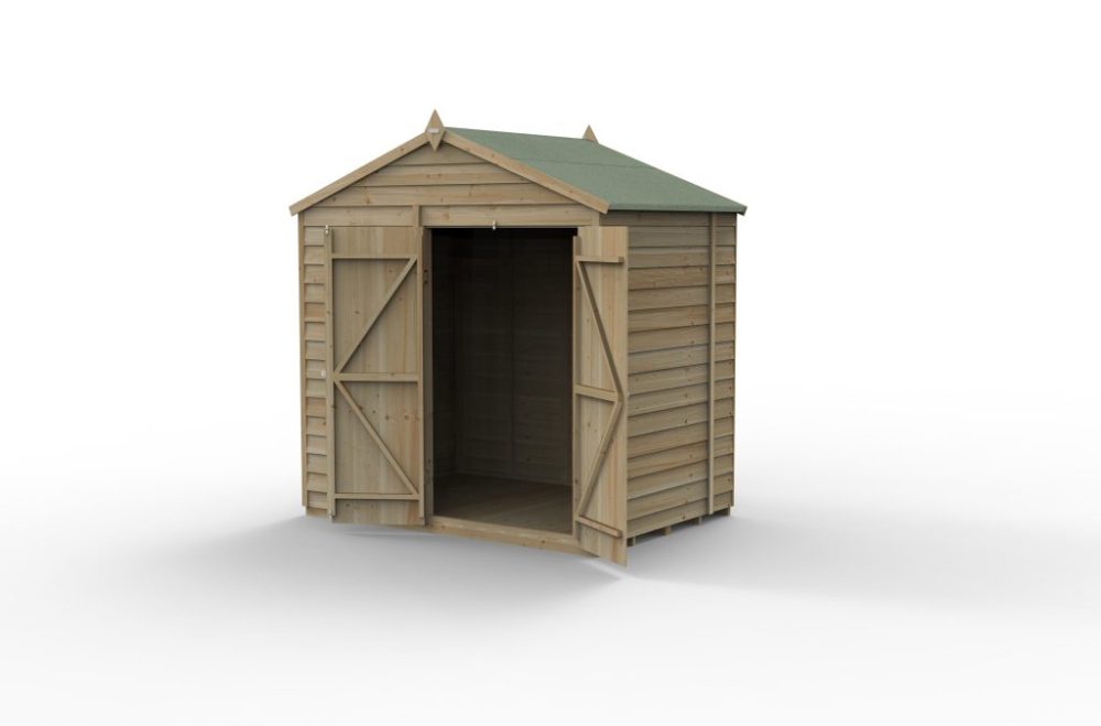 Forest 7 x 5 4Life Overlap Apex Shed – No Window, Double Door - Image 2