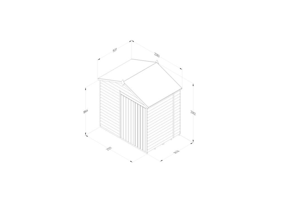 Forest 7 x 5 4Life Overlap Apex Shed – No Window, Double Door - Image 4