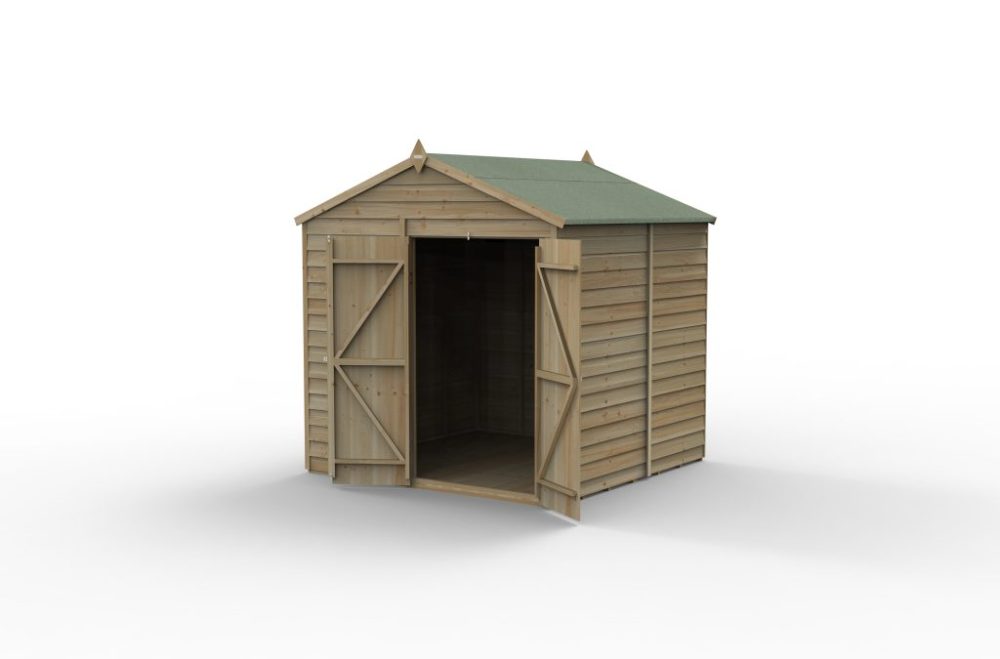 Forest 7 x 7 4Life Overlap Apex Shed - No Window, Double Door - Image 2