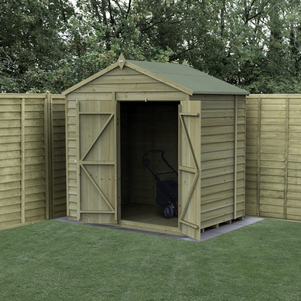 Forest 7 x 5 4Life Overlap Apex Shed – No Window, Double Door