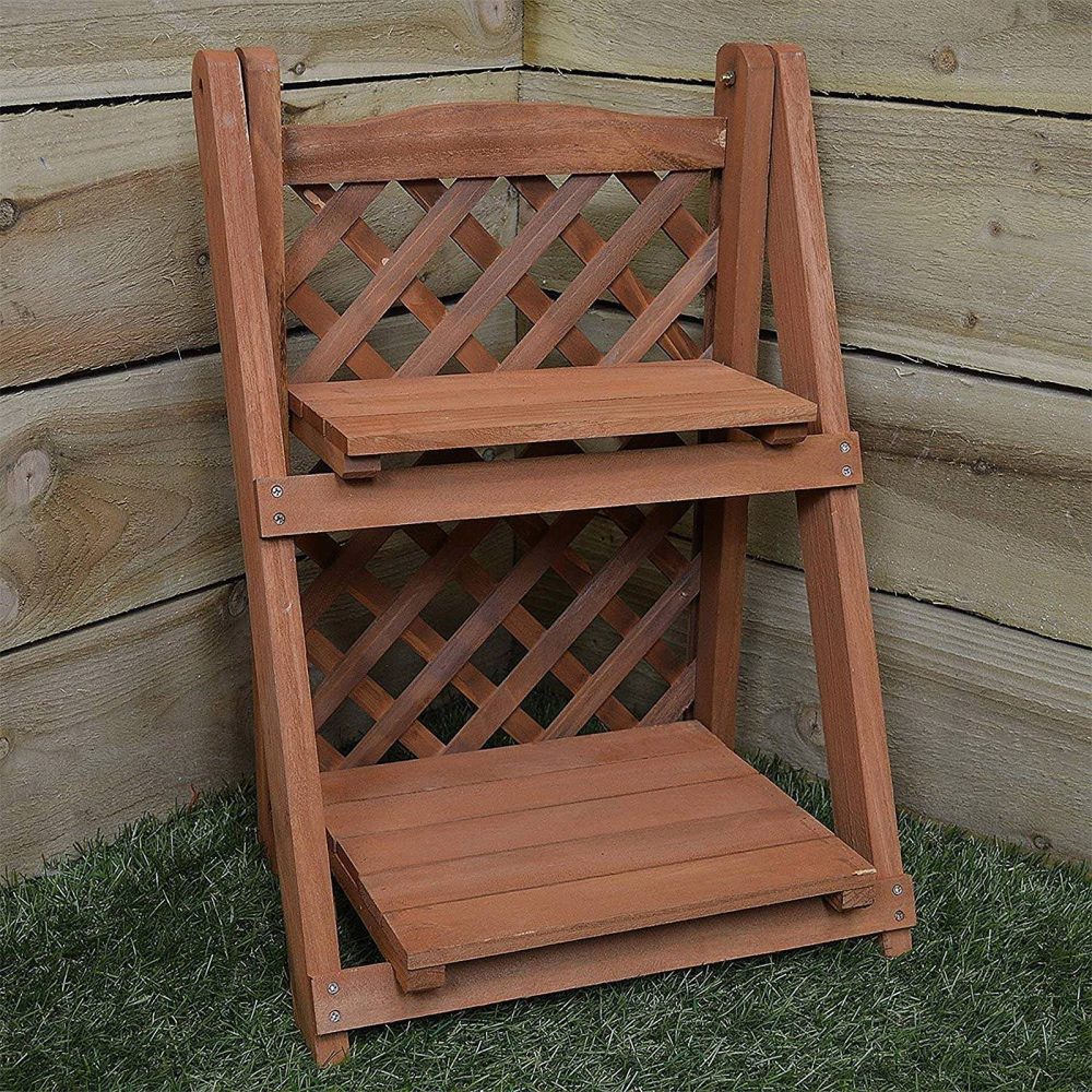 Plant Flower Stand Shelf 2 Tier - Pot Holder Shelf for Indoor & Outdoor Use