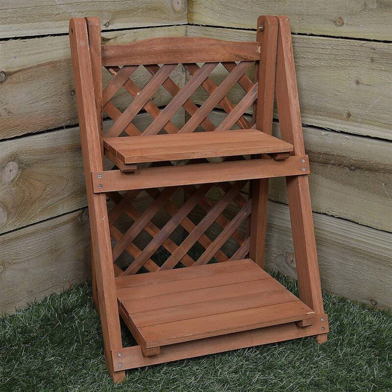 Plant Flower Stand Shelf 2 Tier - Pot Holder Shelf for Indoor & Outdoor Use