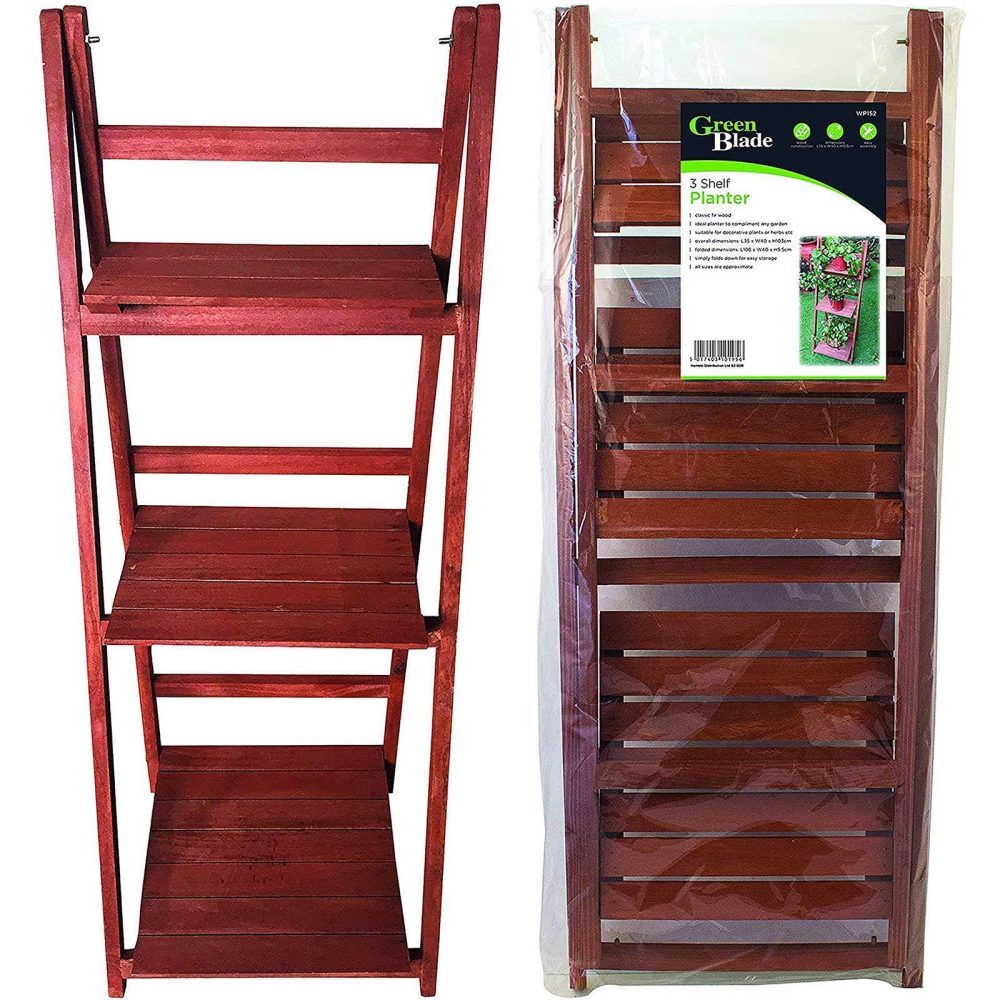 Garden Planter Ladder Potting 3 Tier Wooden Flower - Potting Table - Image 2