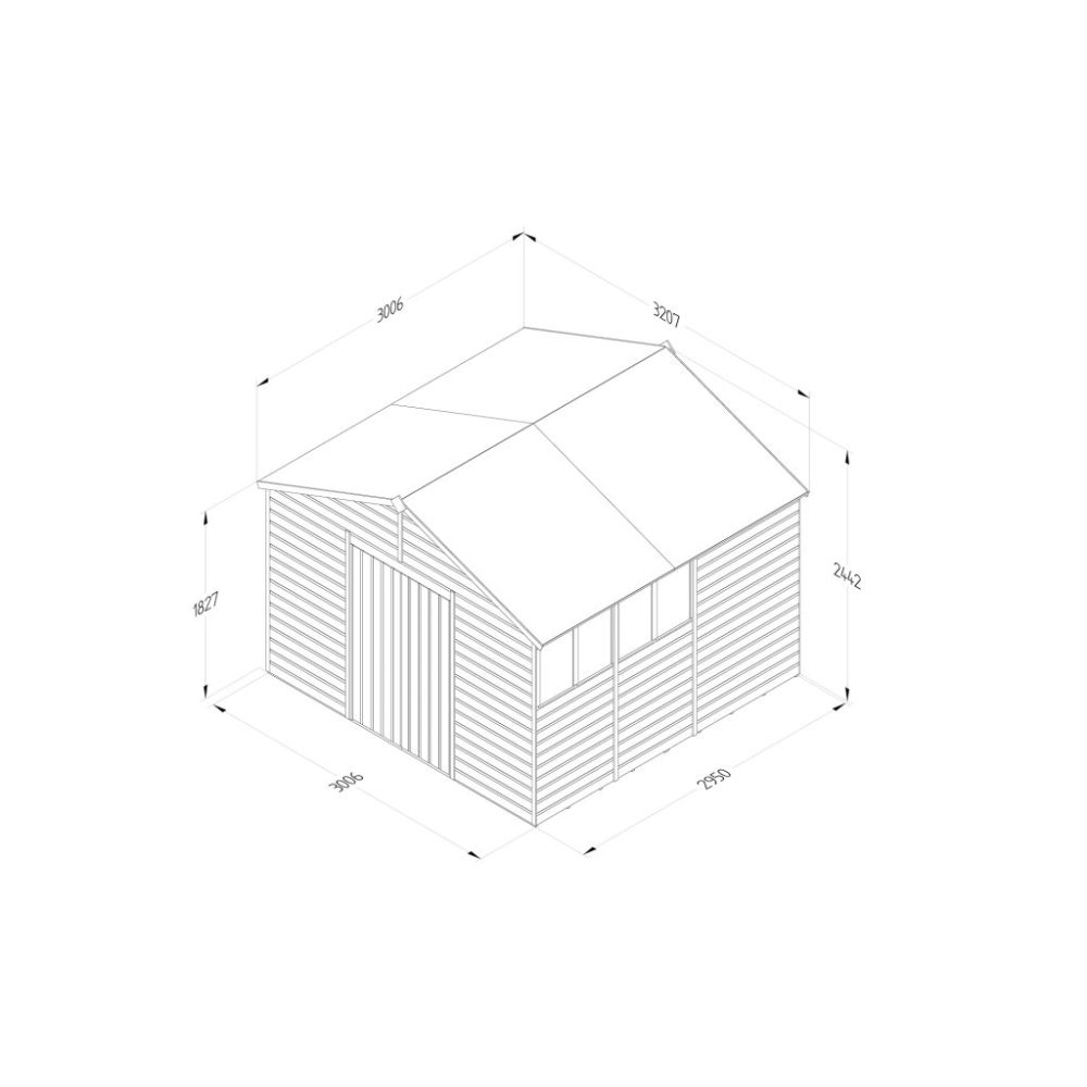 Forest Beckwood 10 x 10 Apex Shed - 4 Windows - Double Door - Image 22