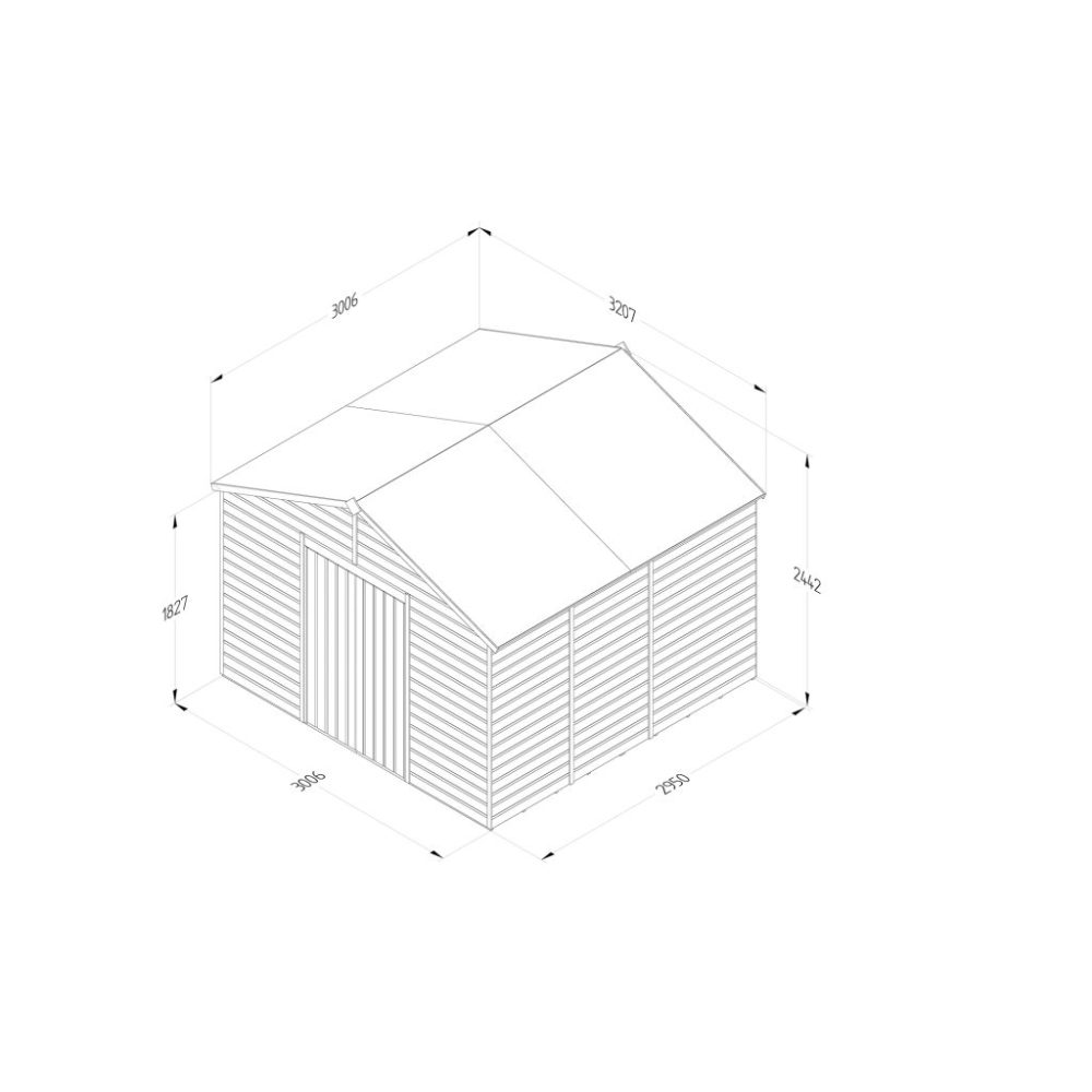 Forest Beckwood 10 x 10 Apex Shed - No Windows - Double Door - Image 4