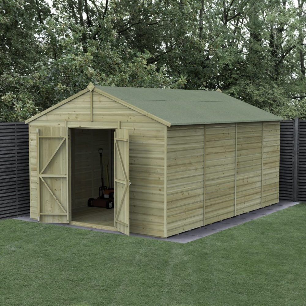 Forest Beckwood 10 x 15 Apex Shed - No Windows - Double Door