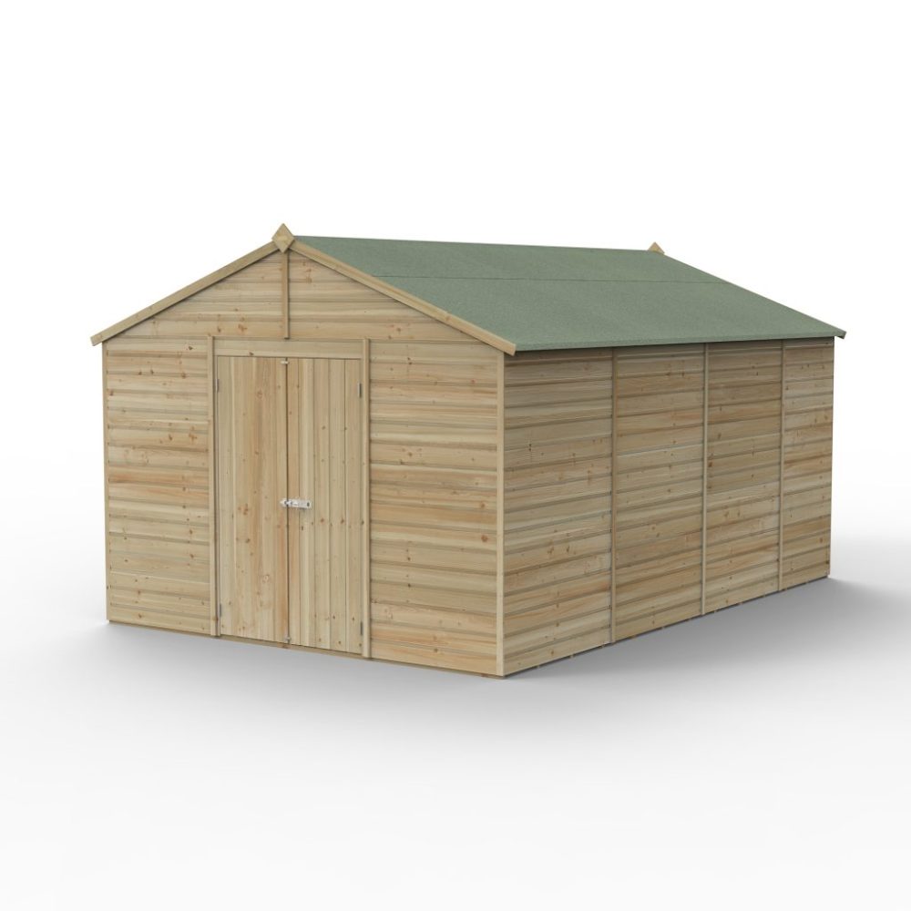 Forest Beckwood 10 x 15 Apex Shed - No Windows - Double Door - Image 3