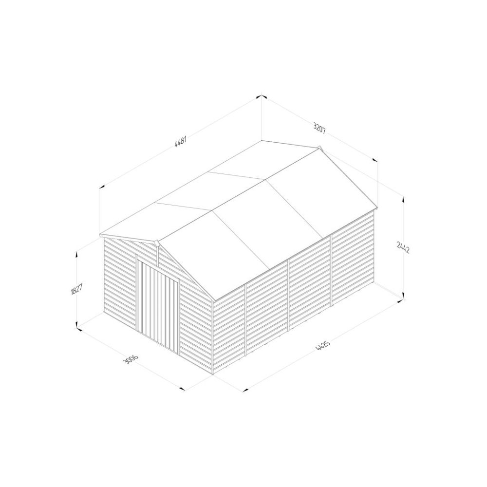 Forest Beckwood 10 x 15 Apex Shed - No Windows - Double Door - Image 4