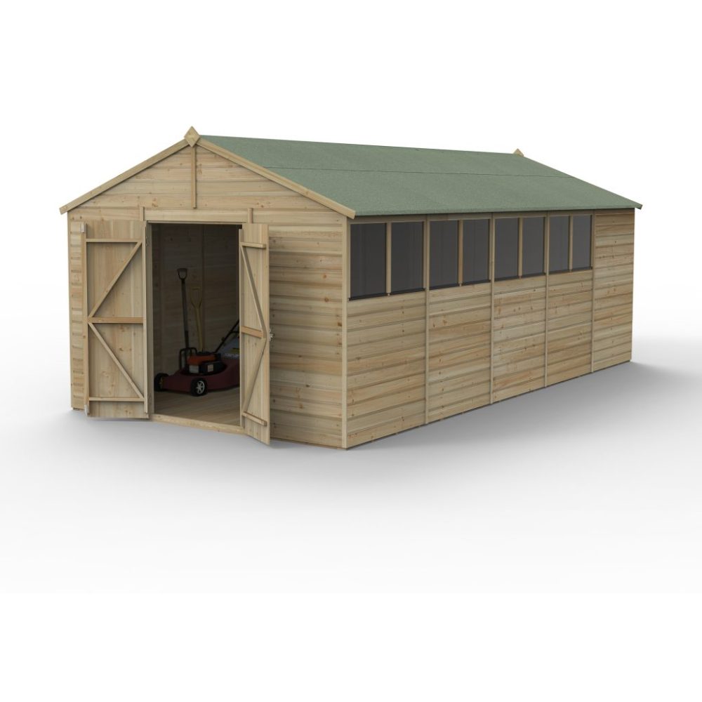Forest Beckwood 10 x 20 Apex Shed - 8 Windows - Double Door - Image 2