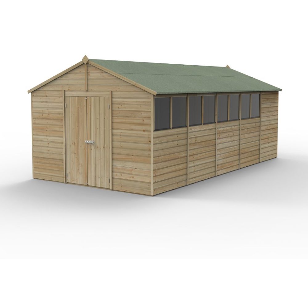 Forest Beckwood 10 x 20 Apex Shed - 8 Windows - Double Door - Image 3