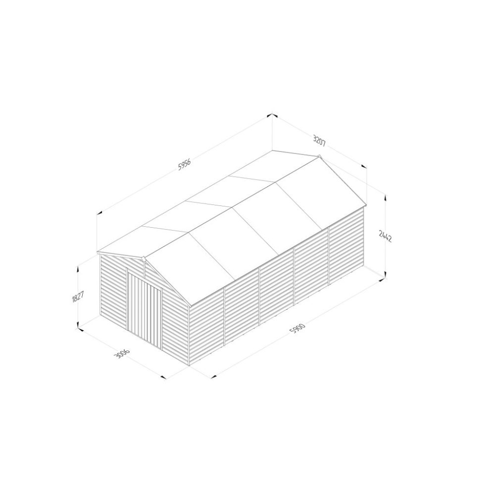Forest Beckwood 10 x 20 Apex Shed - No Windows - Double Door - Image 4