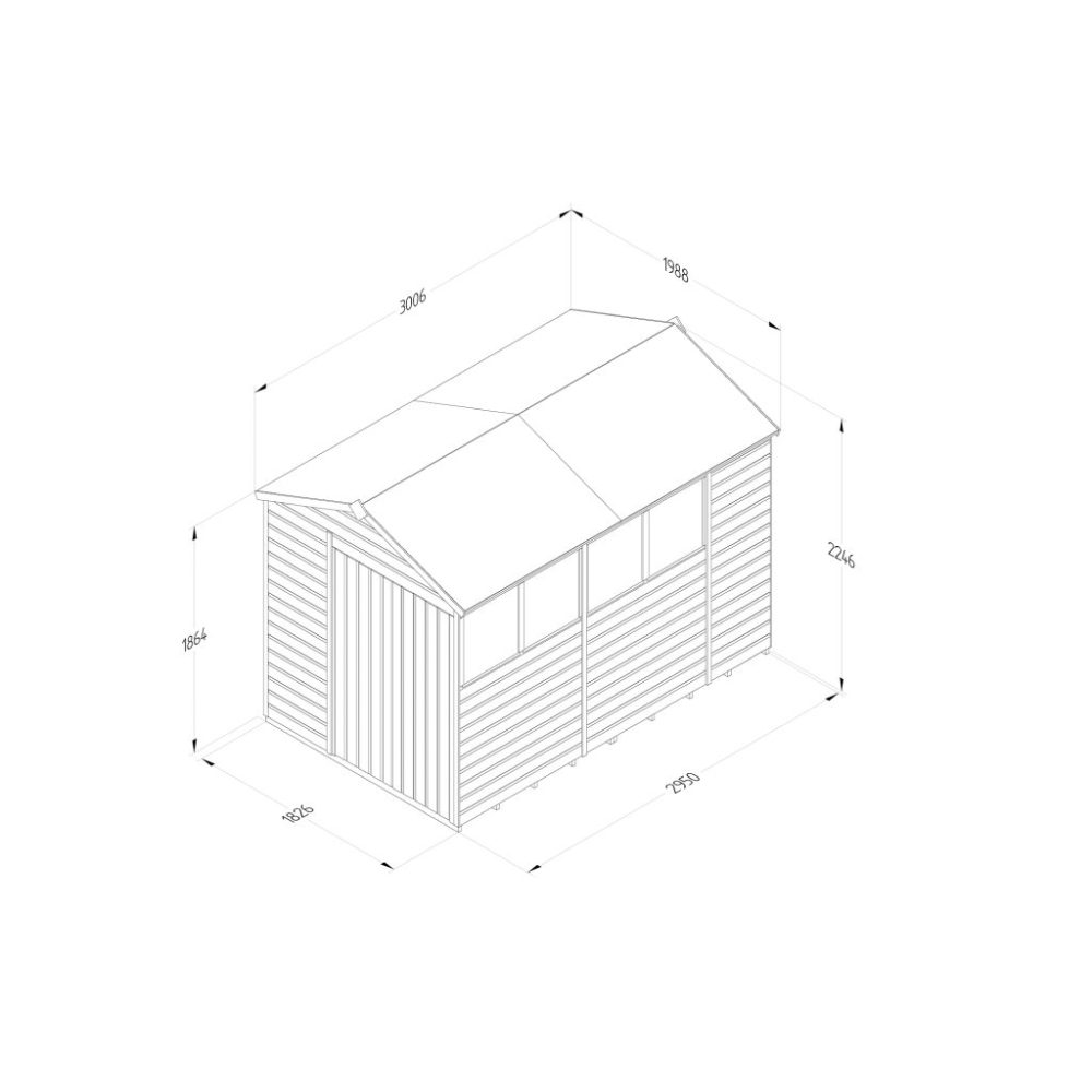 Forest Beckwood 6 x 10 Apex Shed - 4 Windows - Double Door - Image 4
