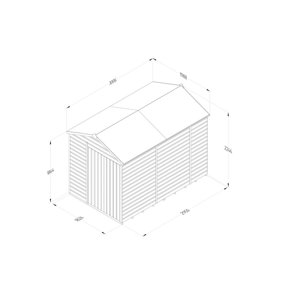 Forest Beckwood 6 x 10 Apex Shed - No Windows - Double Door - Image 4