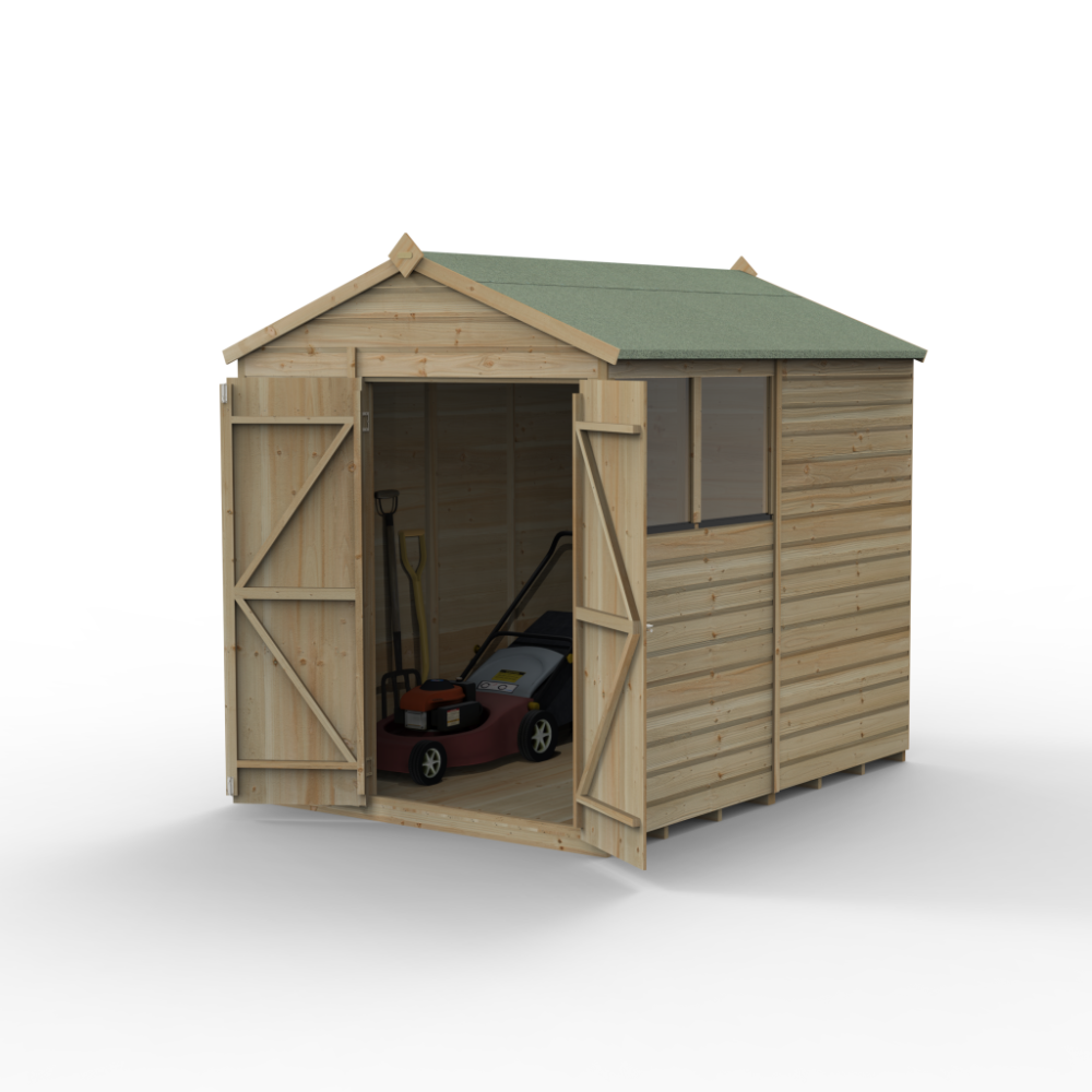 Forest Beckwood 6 x 8 Apex Shed - 2 Windows - Double Door - Image 2