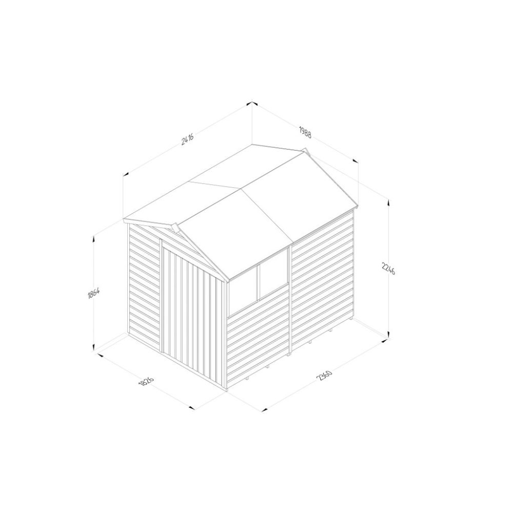 Forest Beckwood 6 x 8 Apex Shed - 2 Windows - Double Door - Image 4