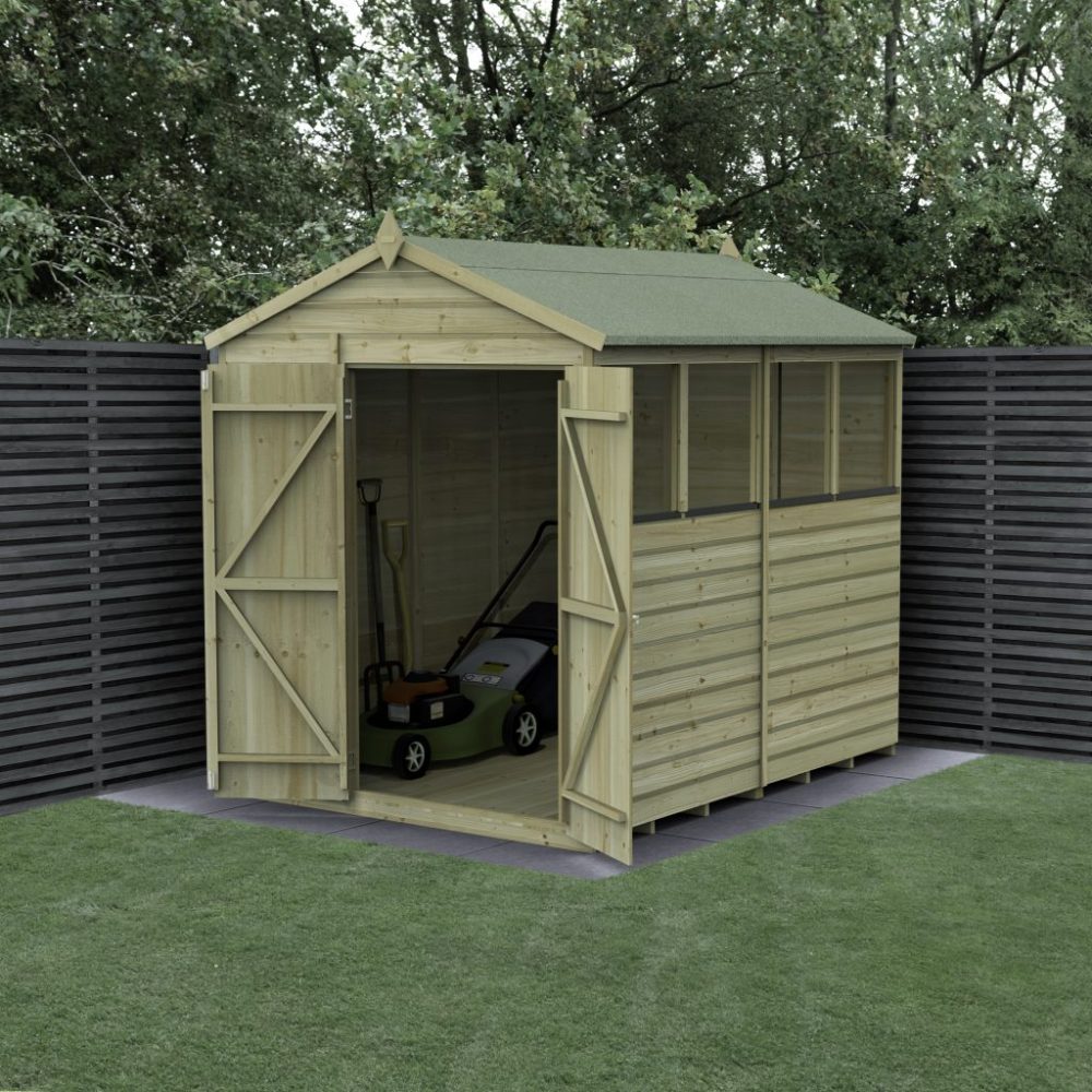 Forest Beckwood 6 x 8 Apex Shed - 4 Windows - Double Door