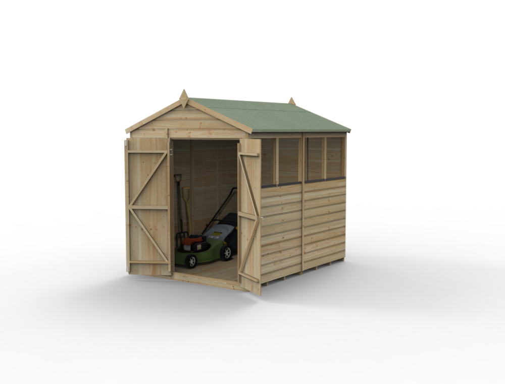 Forest Beckwood 6 x 8 Apex Shed - 4 Windows - Double Door - Image 2