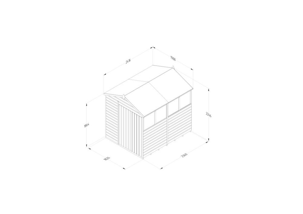 Forest Beckwood 6 x 8 Apex Shed - 4 Windows - Double Door - Image 4