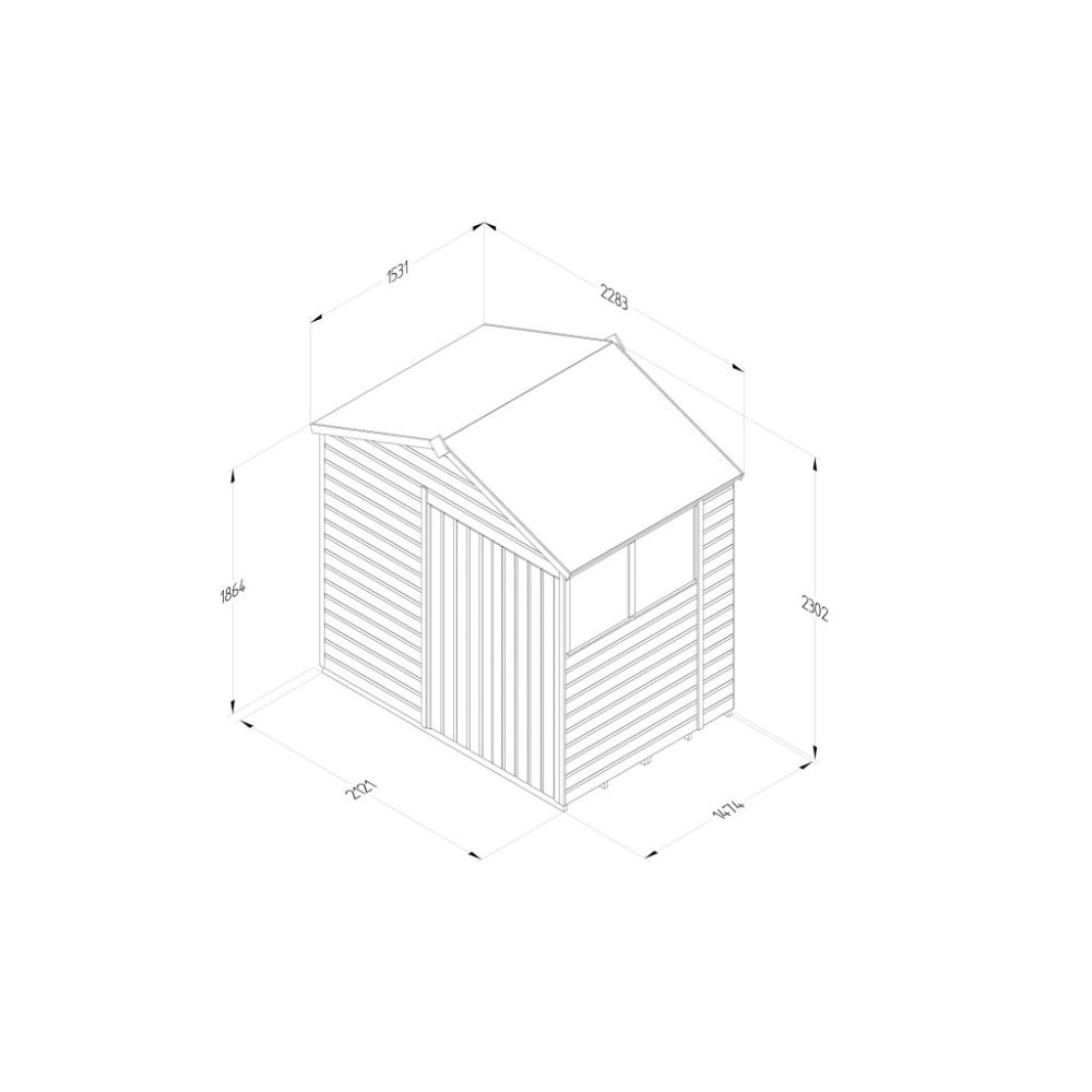 Forest Beckwood 7 x 5 Apex Shed - 2 Windows - Double Door - Image 4