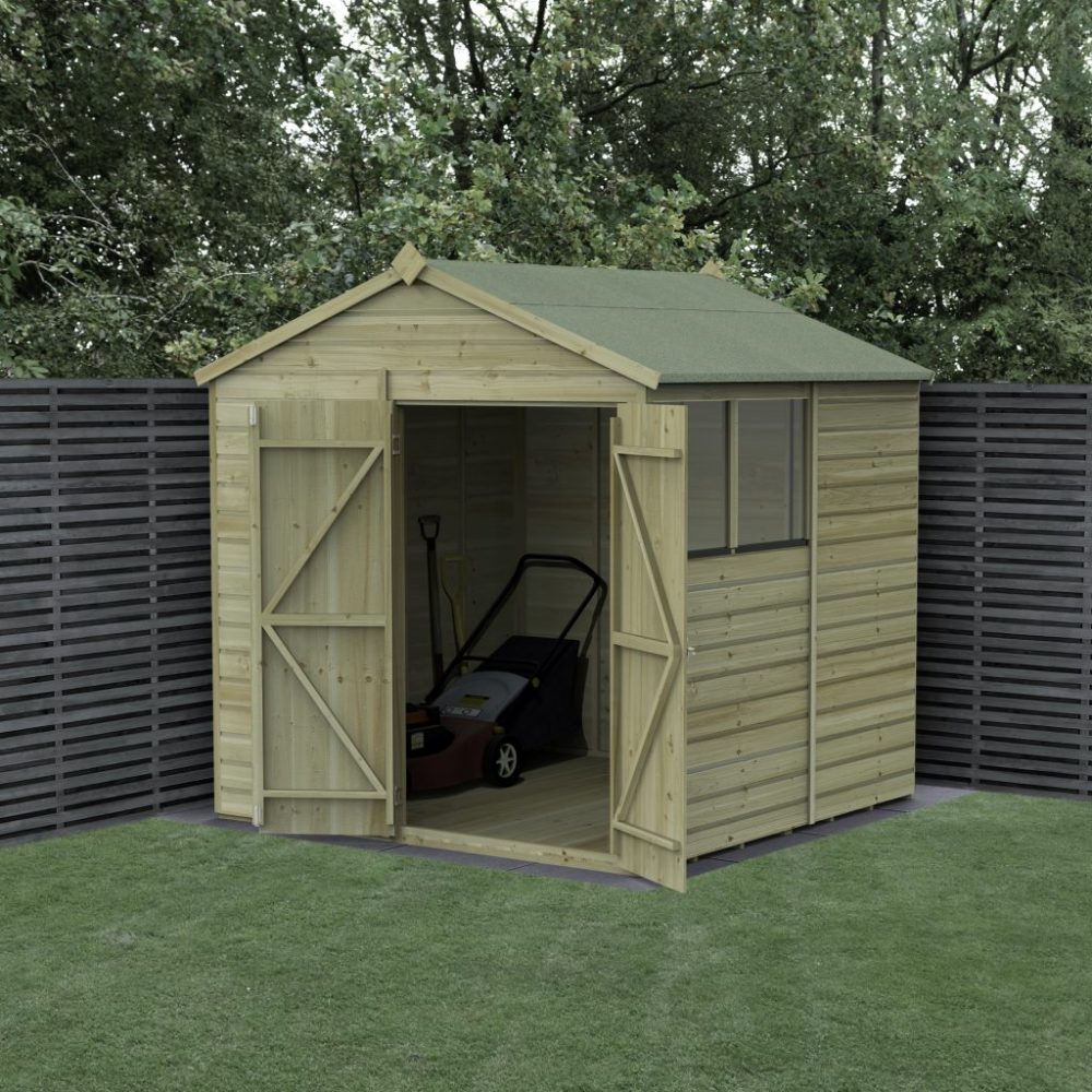 Forest Beckwood 7 x 7 Apex Shed - 2 Windows - Double Door
