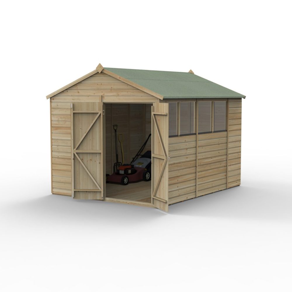 Forest Beckwood 8 x10 Apex Shed - 4 Windows - Double Door - Image 2