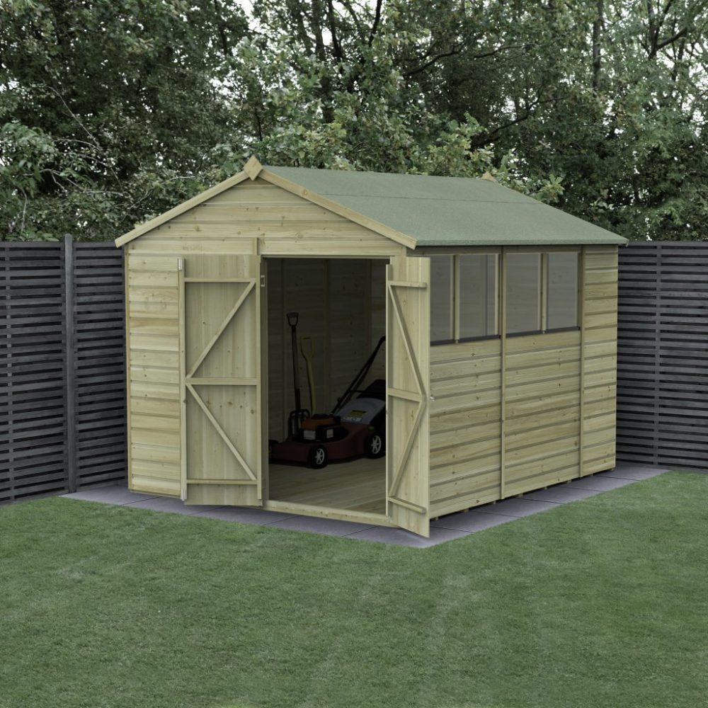 Forest Beckwood 8 x10 Apex Shed - 4 Windows - Double Door