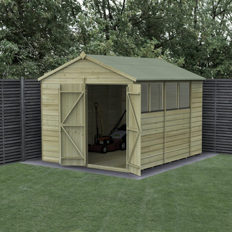 Forest Beckwood 8 x10 Apex Shed - 4 Windows - Double Door