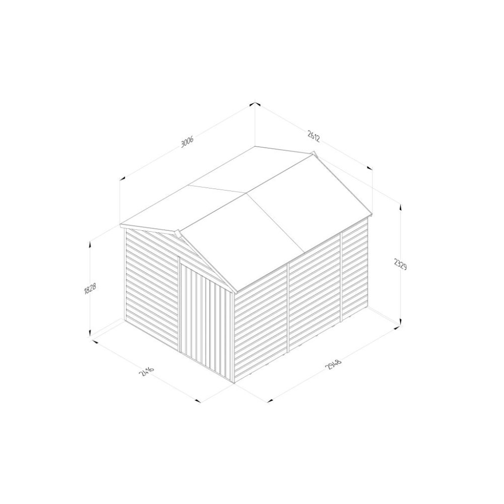 Forest Beckwood 8 x 10 Apex Shed - No Windows - Double Door - Image 4