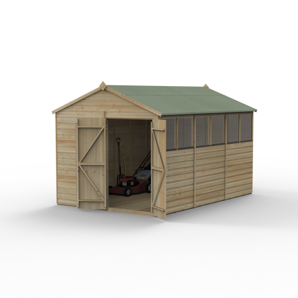 Forest Beckwood 8 x 12 Apex Shed - 6 Windows - Double Door - Image 3
