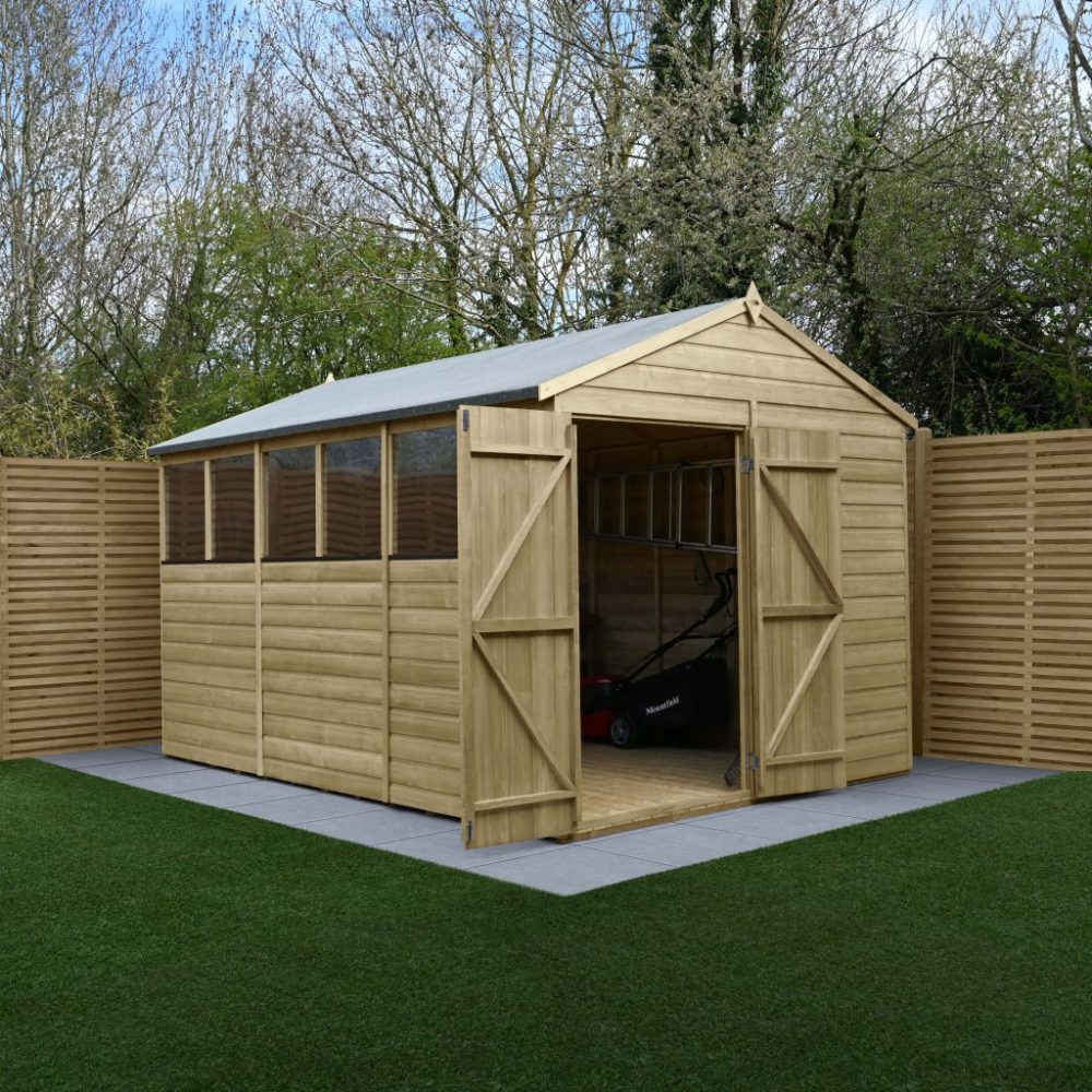 Forest Beckwood 8 x 12 Apex Shed - 6 Windows - Double Door