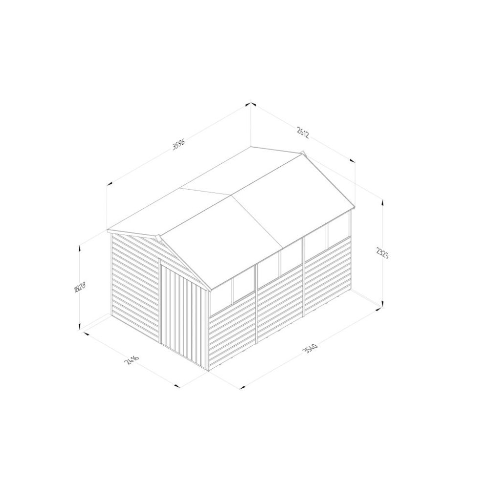 Forest Beckwood 8 x 12 Apex Shed - 6 Windows - Double Door - Image 4